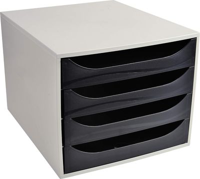 Exacompta 2286014D Szafka z szufladami, szary/czarny, 34,8 x 28,4 x 23