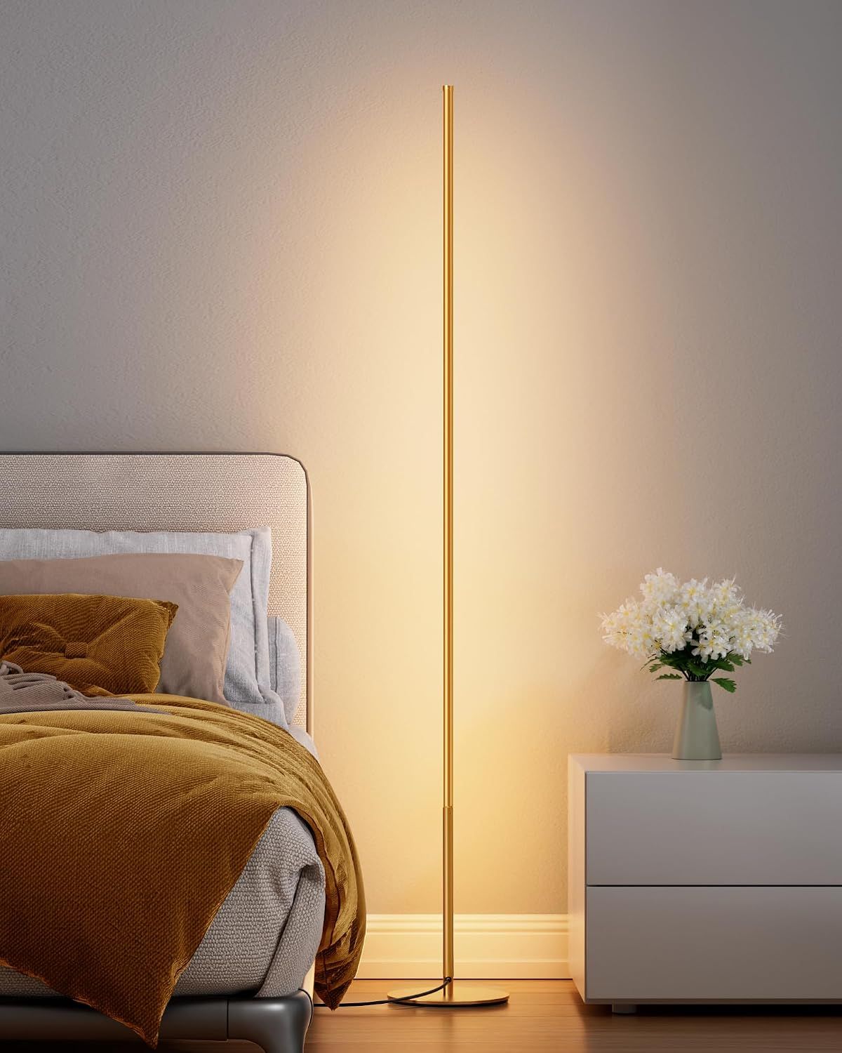 EDISHINE Regulowana lampa podłogowa LED 3000K ciepła biel, złota