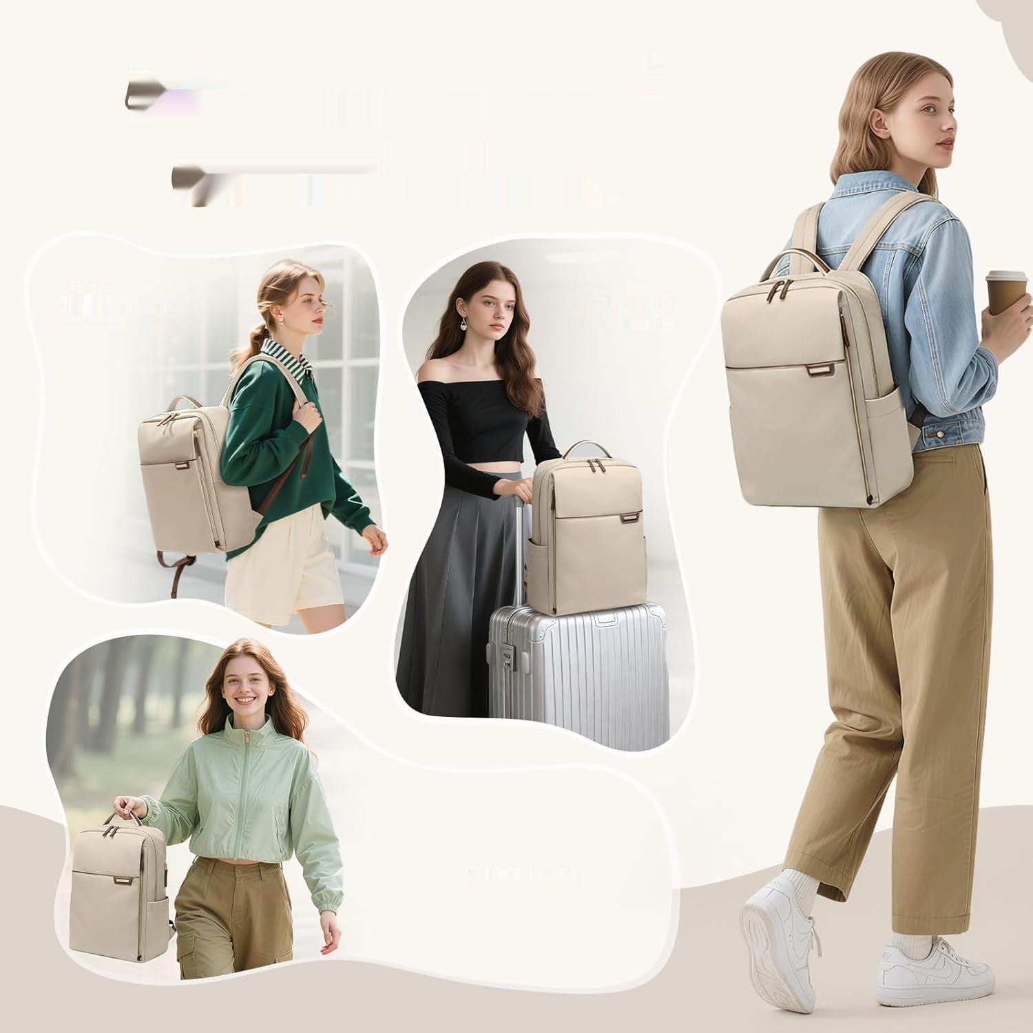 GOLF QUALITY Laptop Backpack, Hand Luggage, 16 Inches, Backpack for Men and Women, Business Backpack, Waterproof, Backpack Daypack for School, Cycling, Leisure and Travel, apricot, 16 Zoll