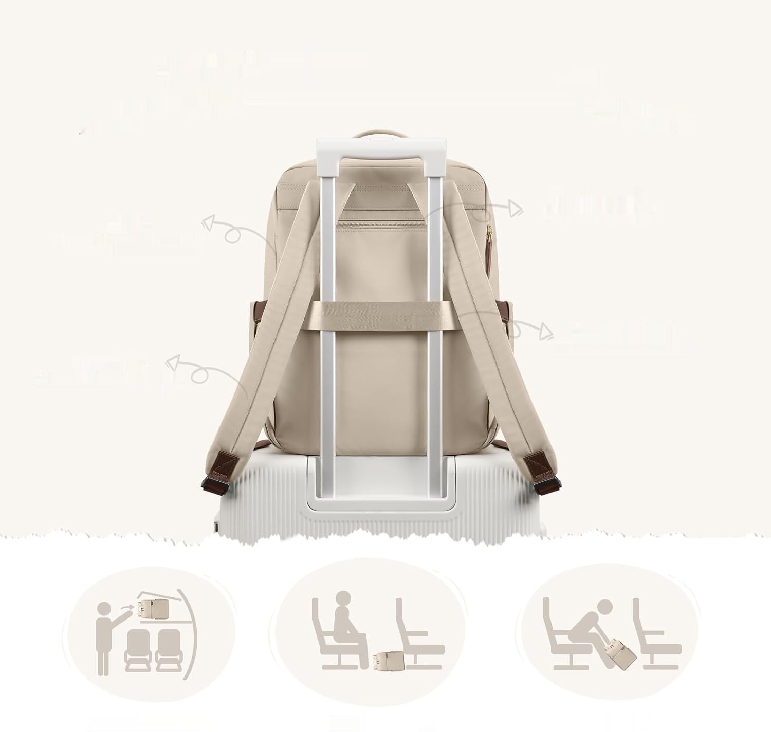GOLF QUALITY Laptop Backpack, Hand Luggage, 16 Inches, Backpack for Men and Women, Business Backpack, Waterproof, Backpack Daypack for School, Cycling, Leisure and Travel, apricot, 16 Zoll