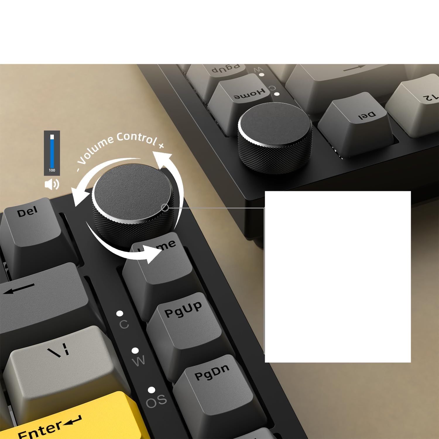 YINDIAO AK820 – przewodowa klawiatura mechaniczna 75% ANSI z pokrętłem, 81 klawiszy, RGB (Szary / Starry Grey)