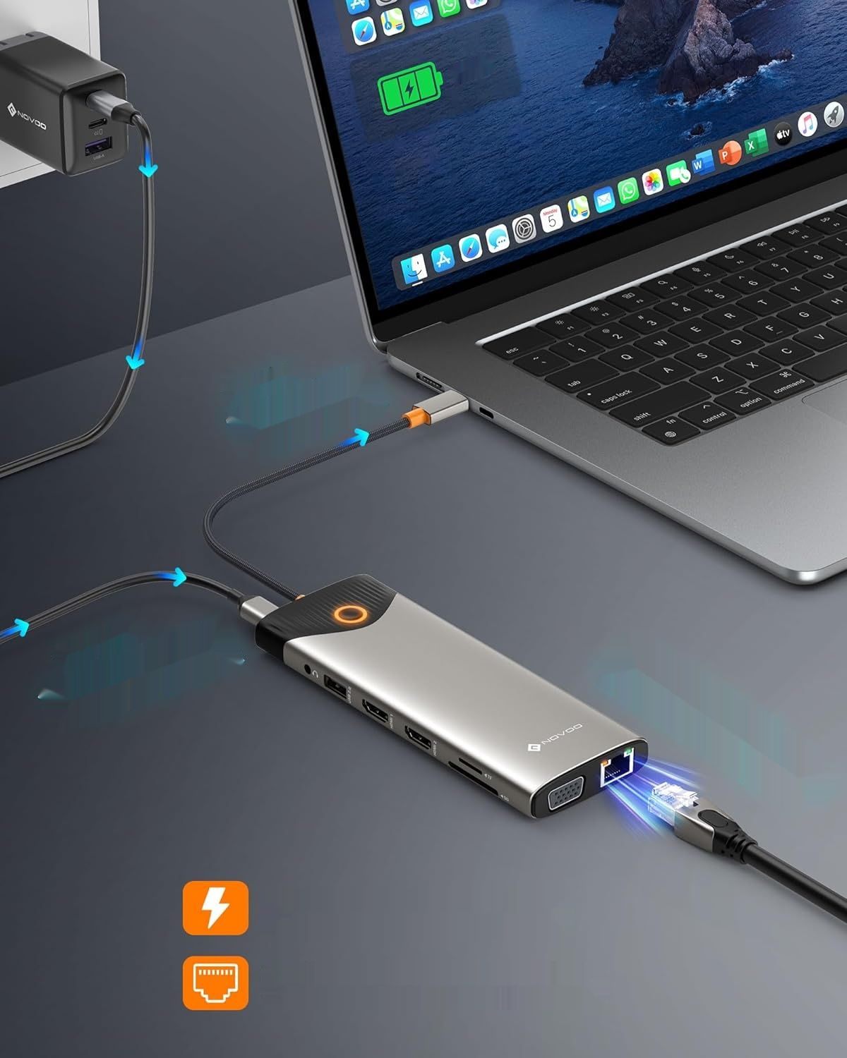 Stacja dokująca NOVOO 15‑w‑1 USB‑C NHM15D-168C