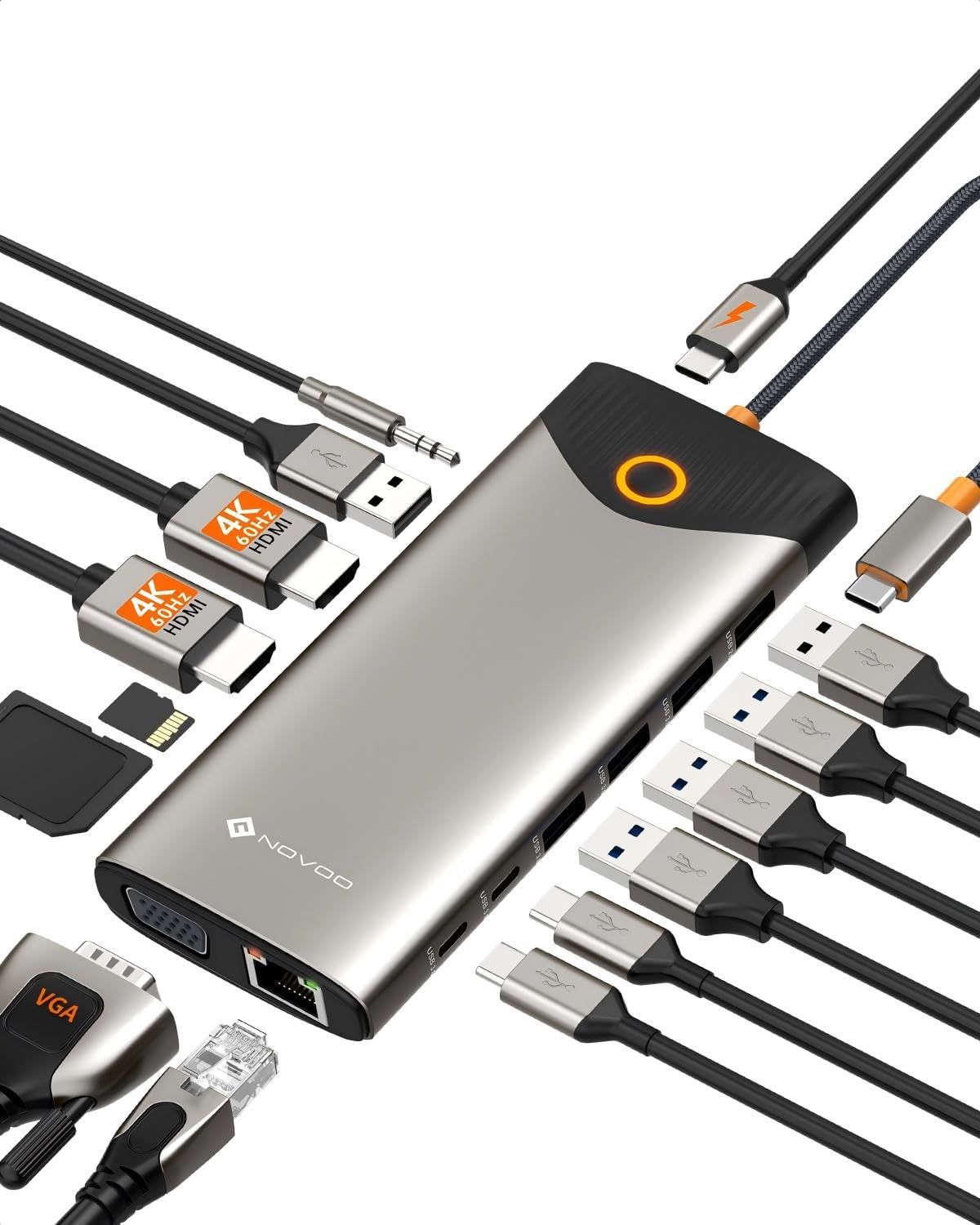 Stacja dokująca NOVOO 15‑w‑1 USB‑C NHM15D-168C