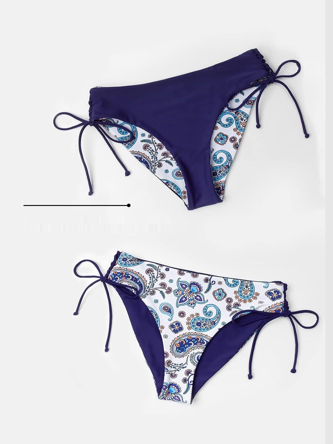 CUPSHE Dwuczęściowy odwracalny strój kąpielowy w paski z figami typu string