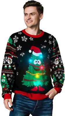 Unisexowy świąteczny sweter z diodami LED