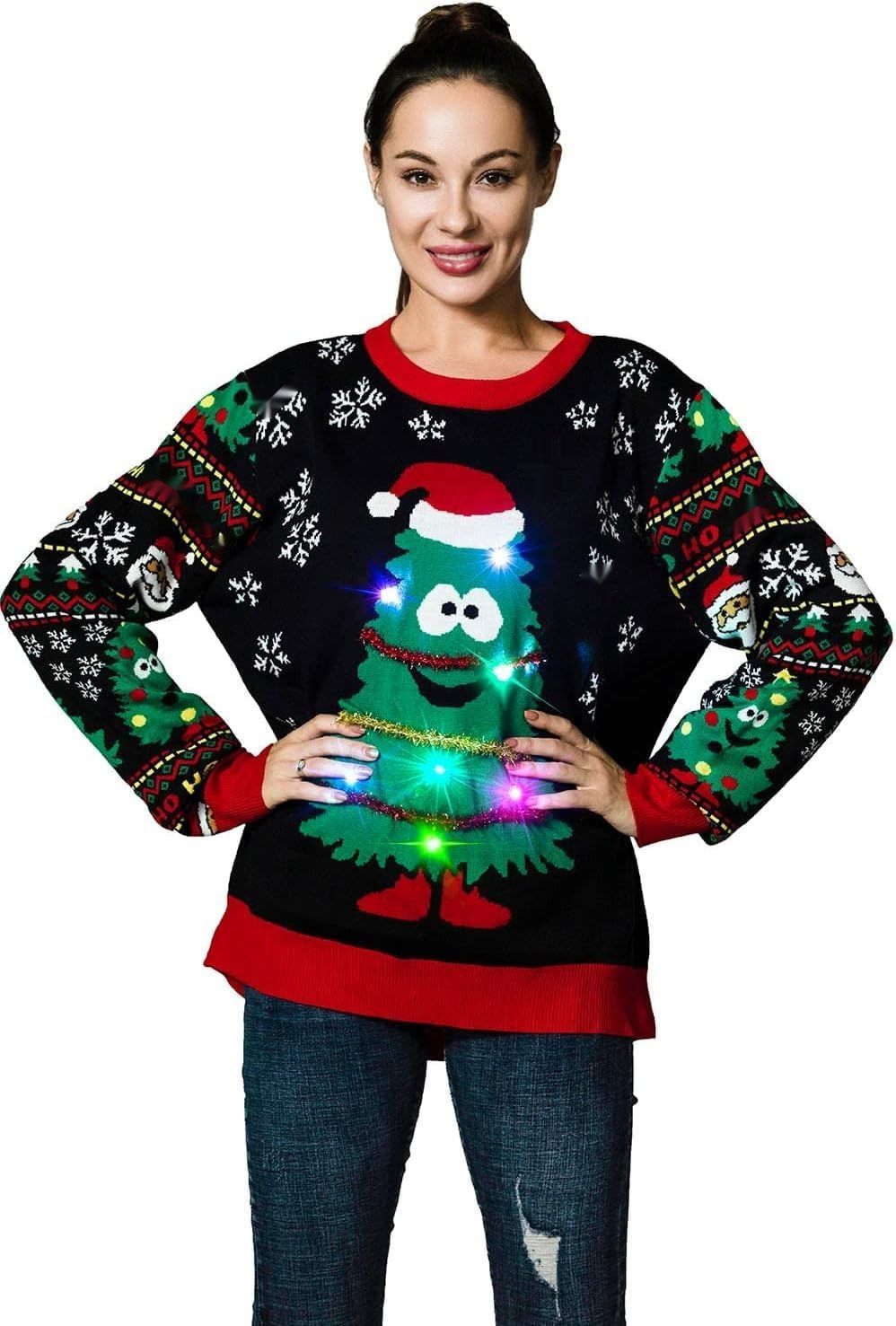 OFF THE RACK Unisex sweter świąteczny z LED
