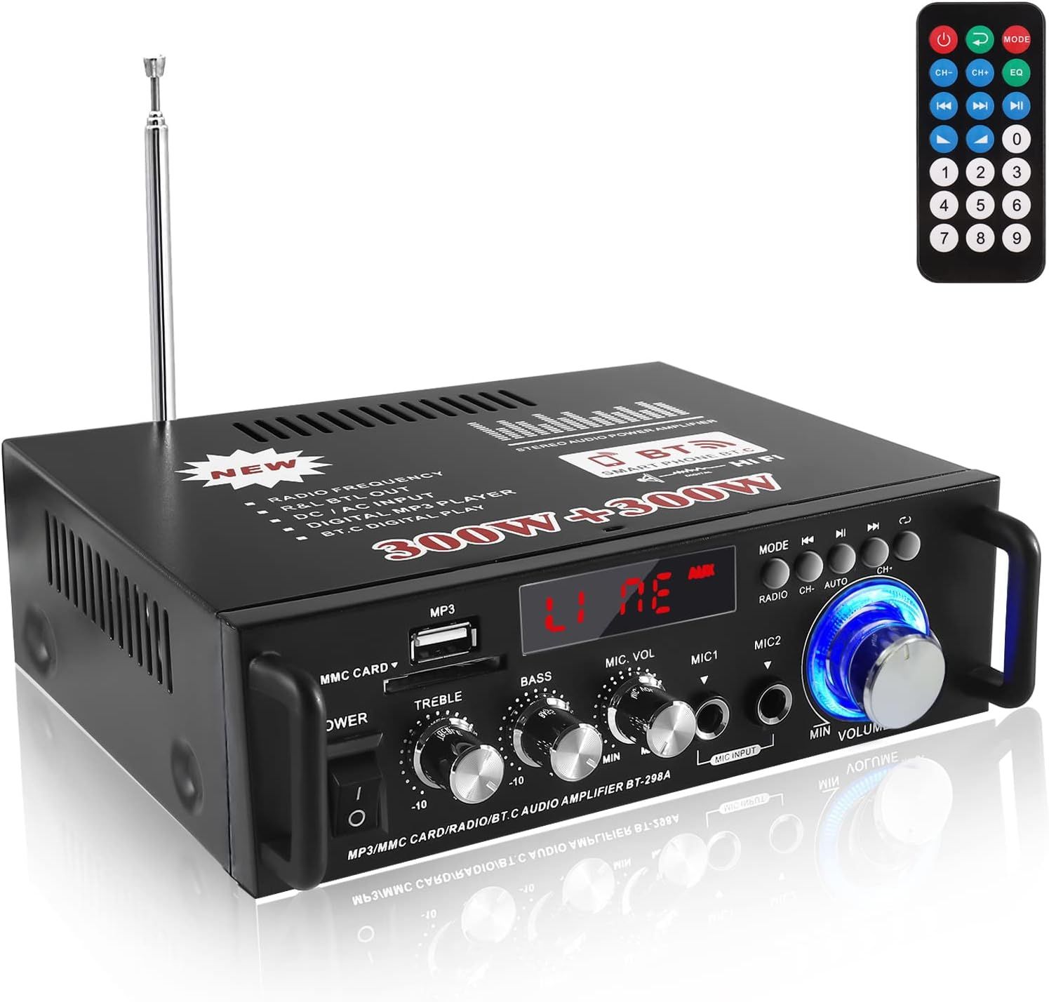 Wzmacniacz audio HiFi 600 W z Bluetooth 5.0
