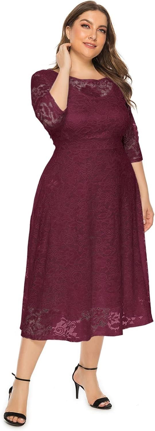 Odizli – elegancka sukienka damska z koronką i rękawami 3/4, na wesela