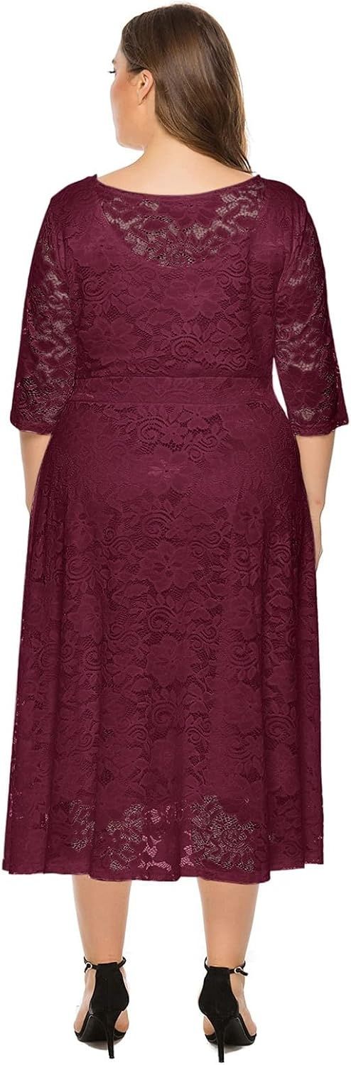 Odizli – elegancka sukienka damska z koronką i rękawami 3/4, na wesela