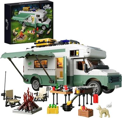 Millionspring Zestaw Klocków Campingowy Camper z Oświetleniem LED (1586 elementów)