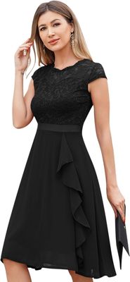 Elegancka sukienka koktajlowa Odizli dla kobiet, z krótkim rękawem