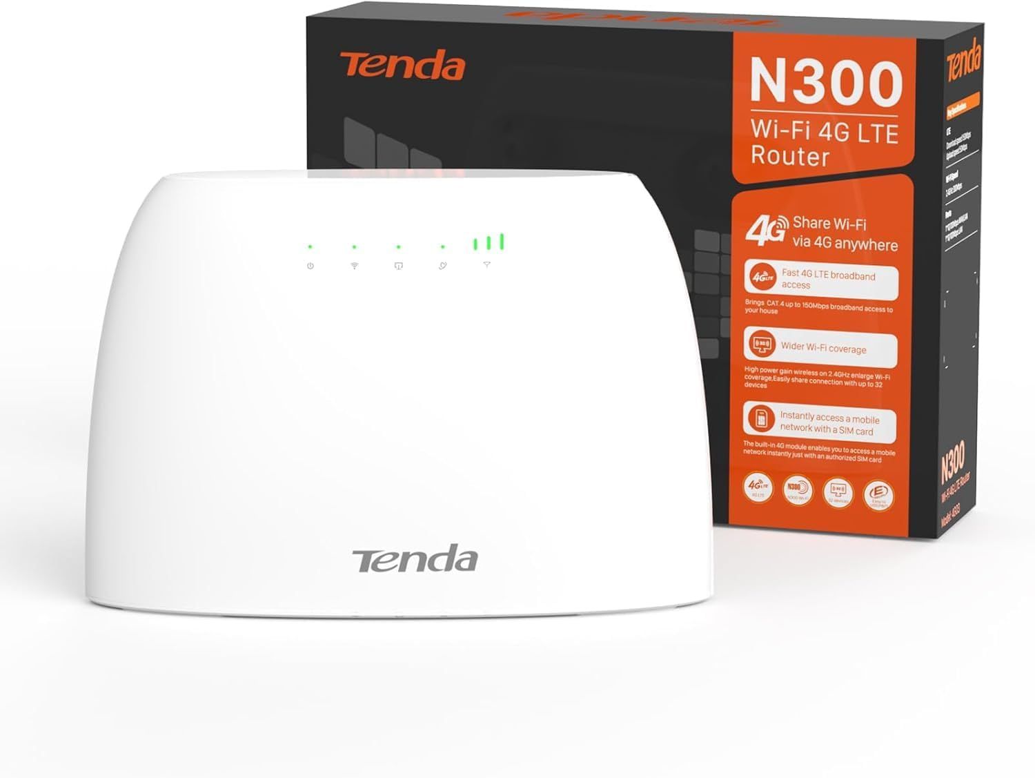 Tenda 4G03- router 4G SIM, router do karty SIM, prędkość do 300 Mbps,
