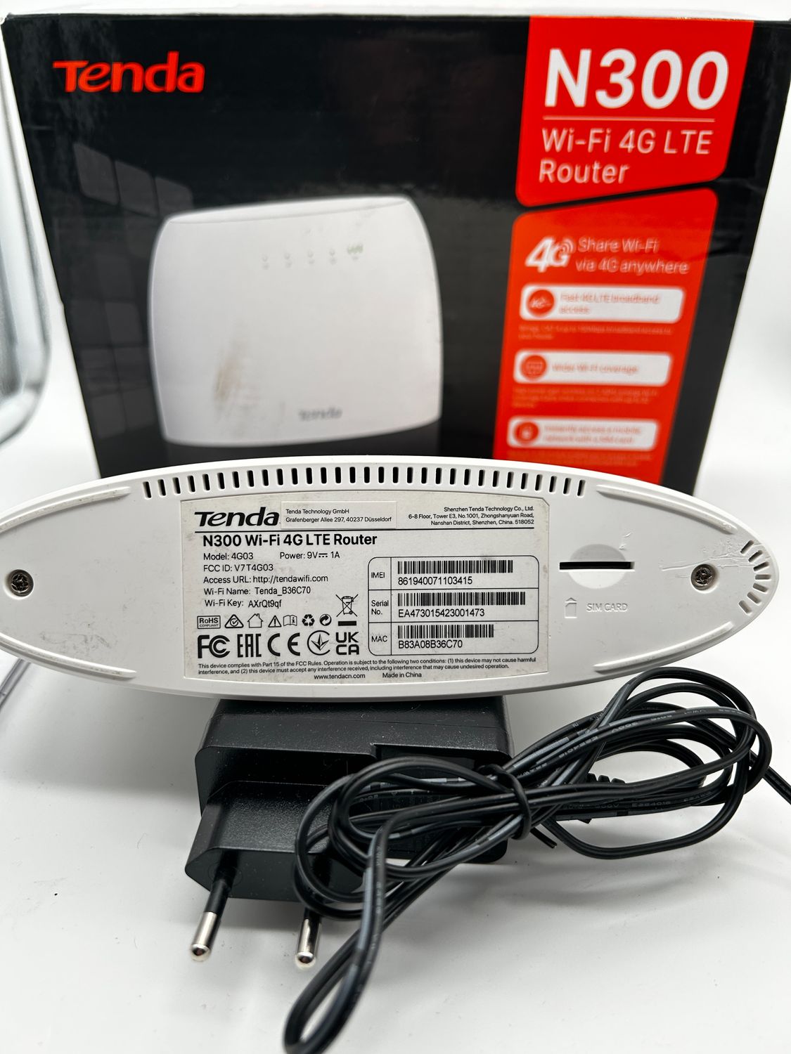 Tenda 4G03- router 4G SIM, router do karty SIM, prędkość do 300 Mbps,