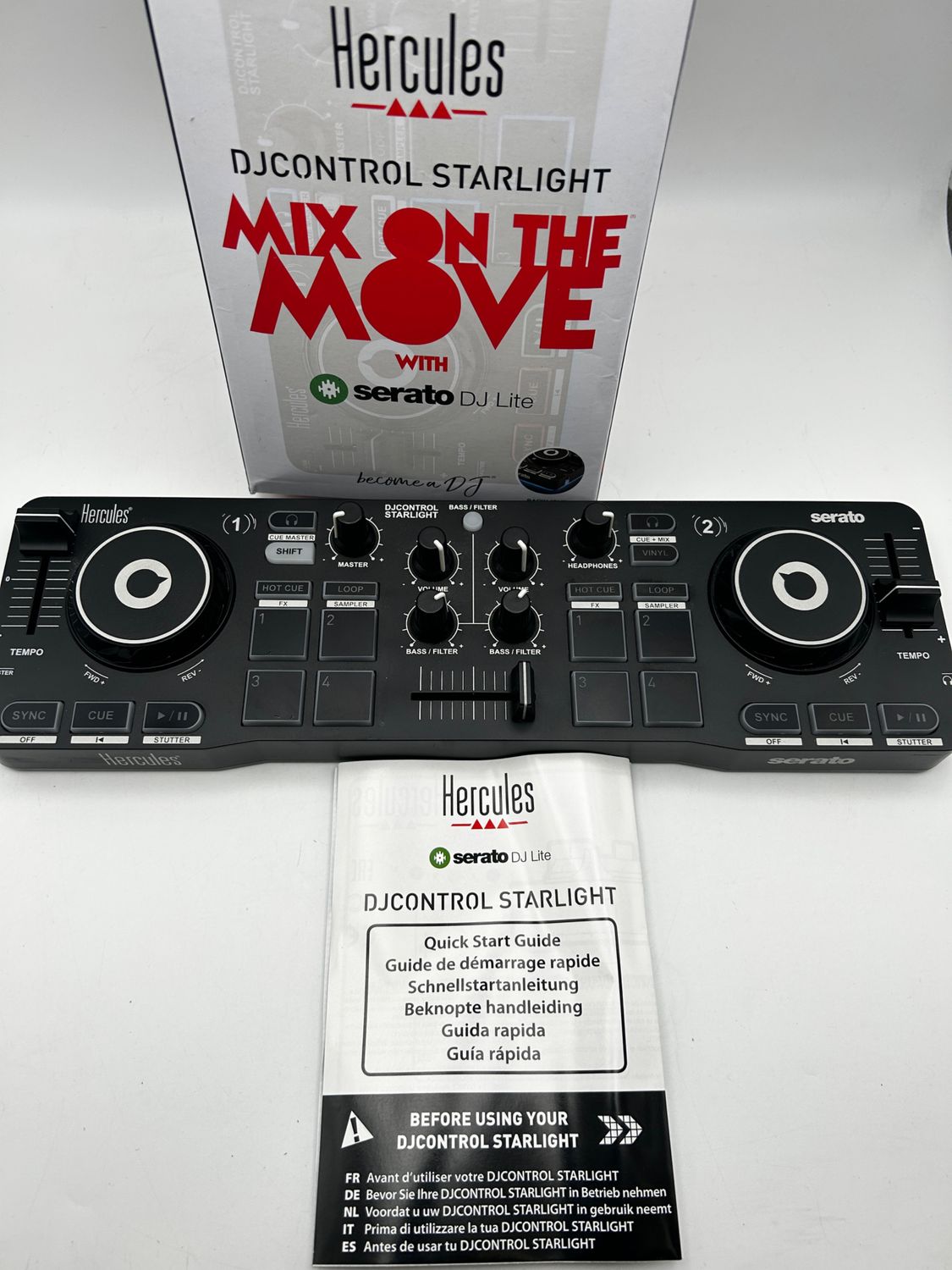 Hercules DJControl Starlight – przenośny 2-deckowy kontroler DJ USB