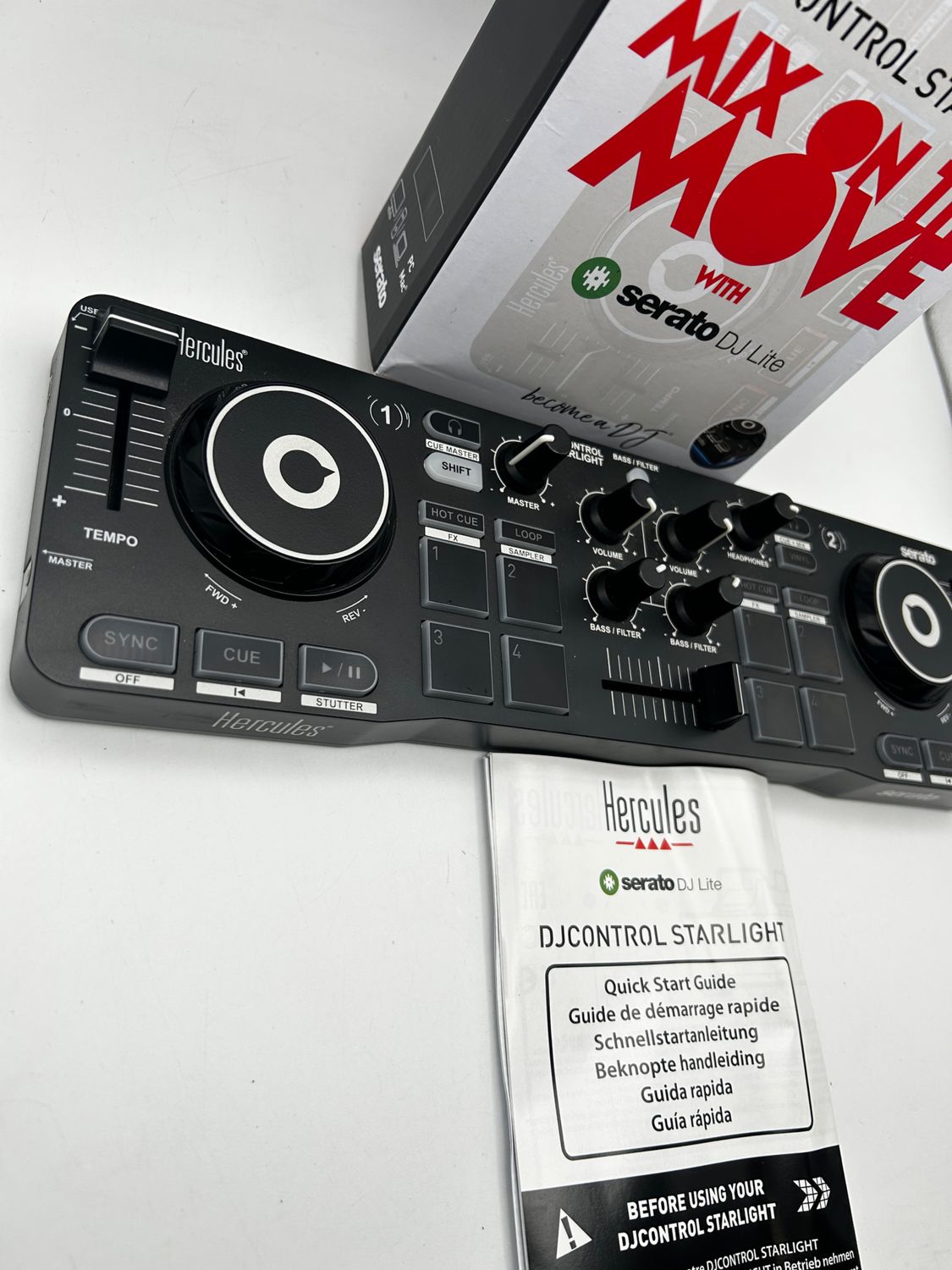 Hercules DJControl Starlight – przenośny 2-deckowy kontroler DJ USB