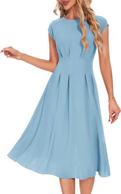 Błękitna elegancka sukienka koktajlowa w stylu vintage, rozmiar L