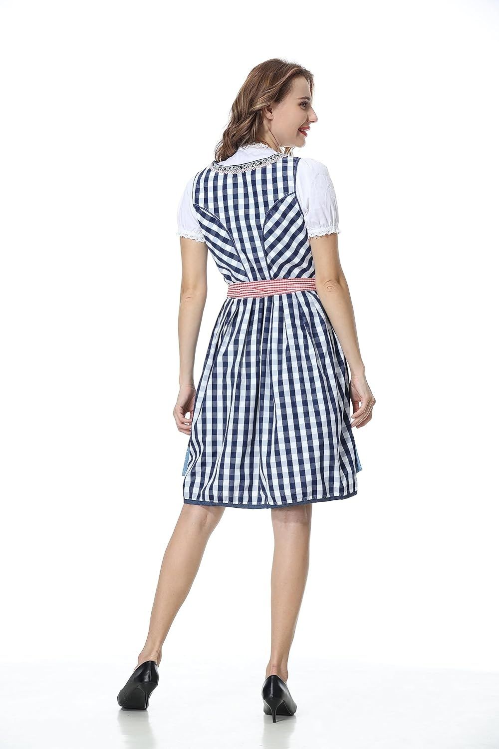 Dirndl midi – tradycyjna sukienka damska, komplet 3‑częściowy