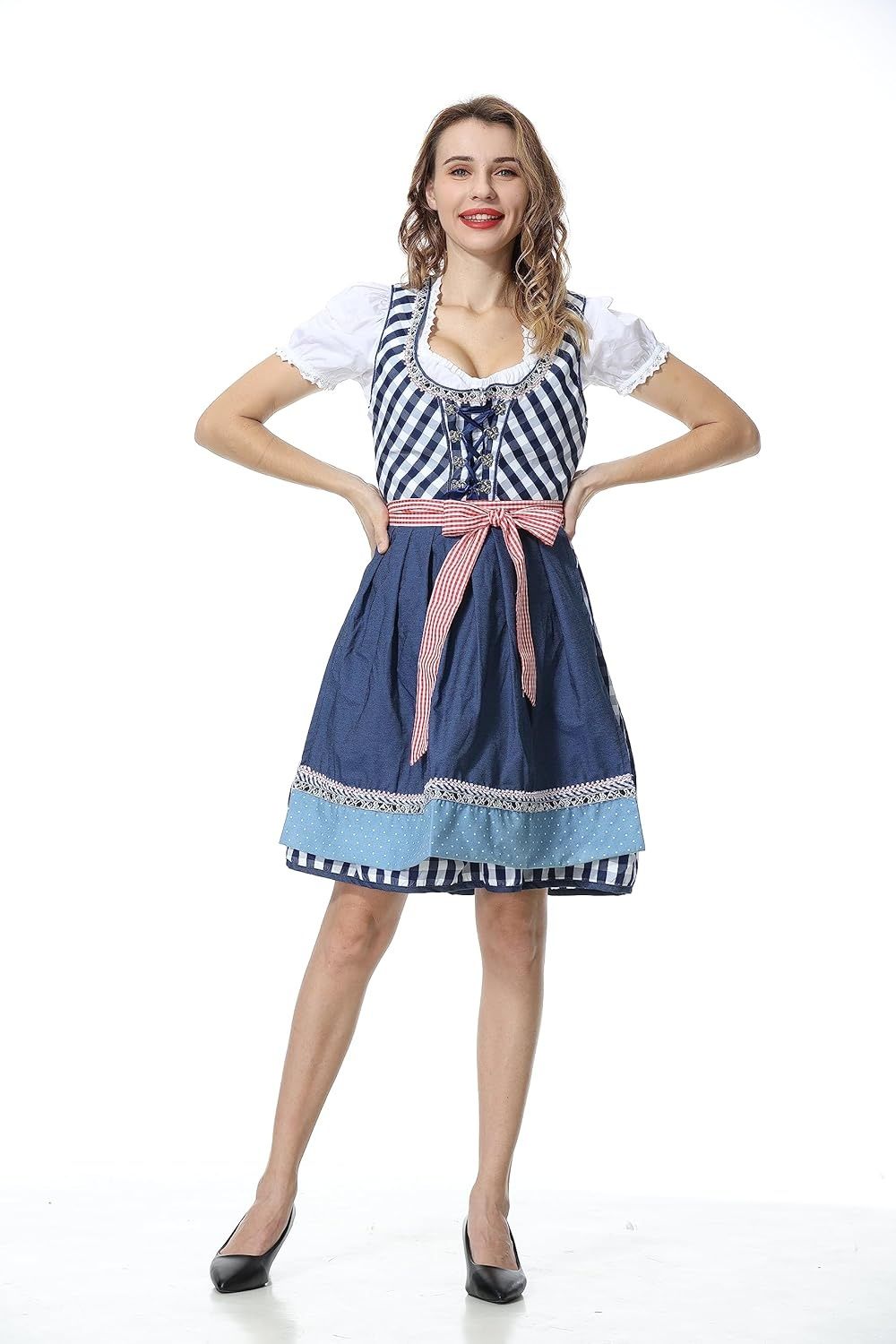Dirndl midi – tradycyjna sukienka damska, komplet 3‑częściowy