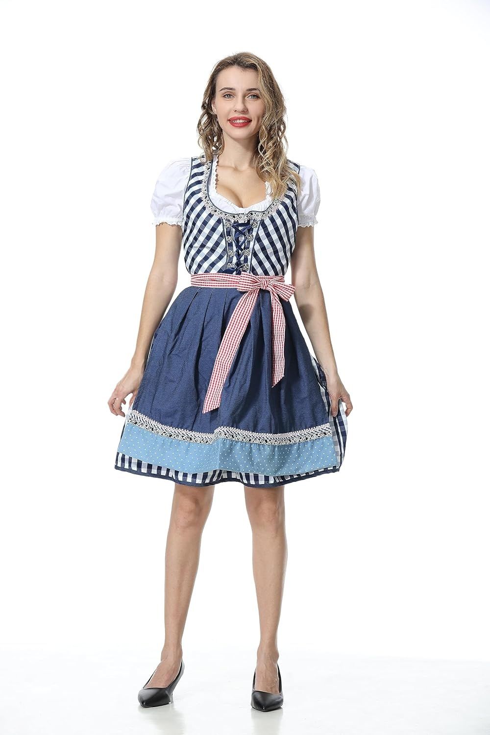 Dirndl midi – tradycyjna sukienka damska, komplet 3‑częściowy