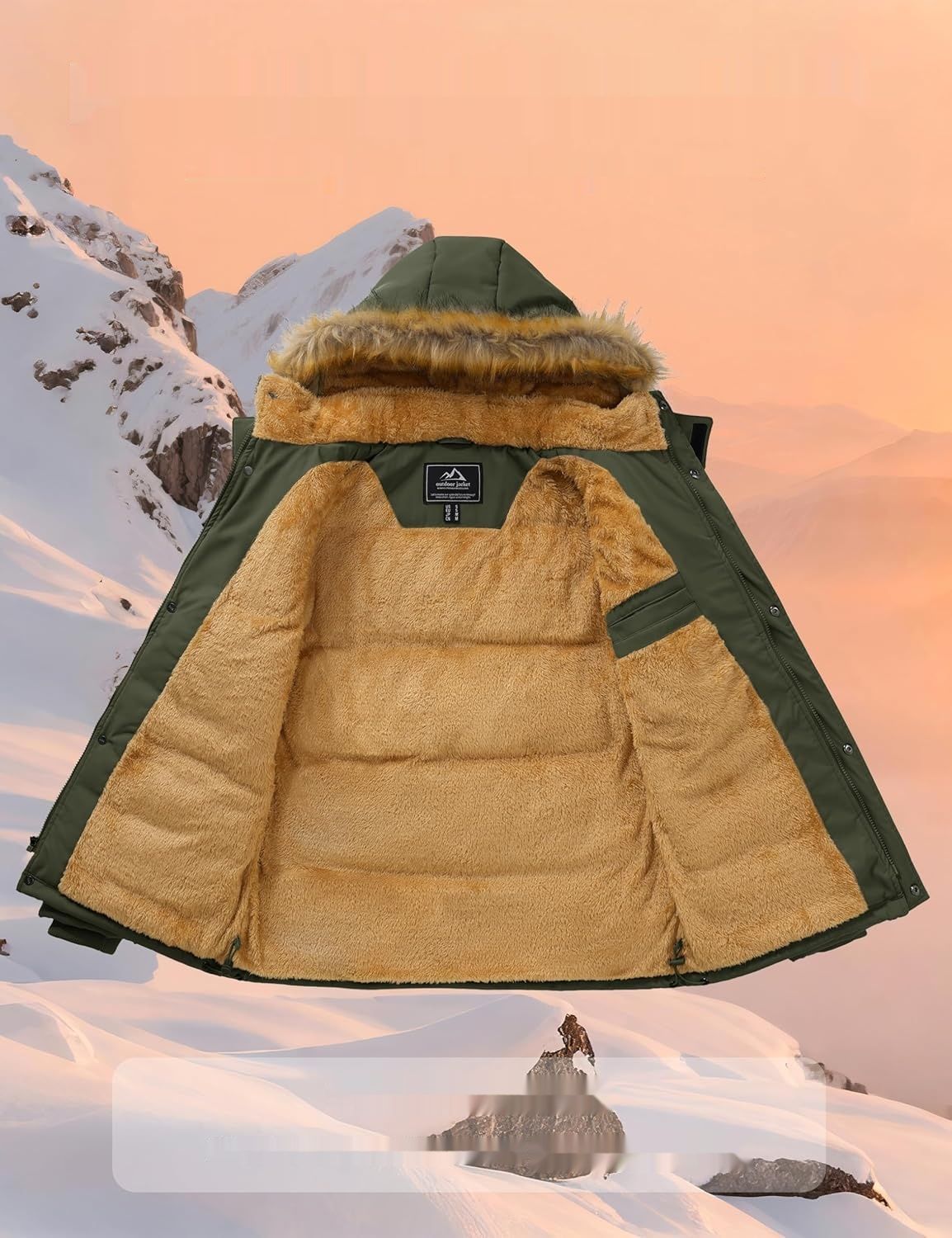 MAGCOMSEN Męska zimowa parka z futrzaną podszewką
