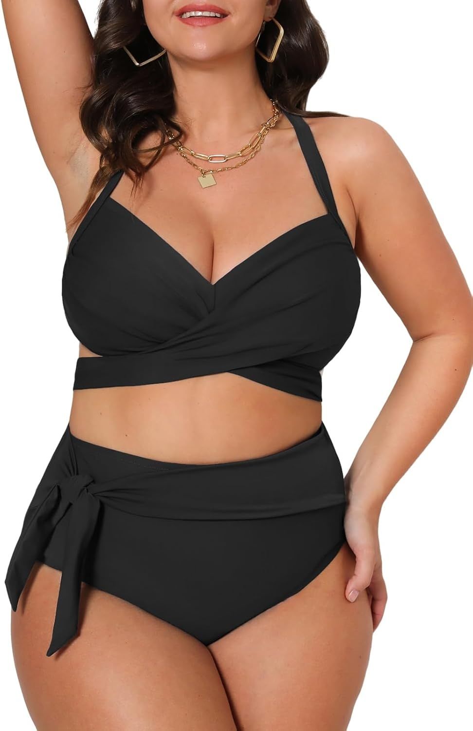 Strój kąpielowy CUPSHE dla kobiet plus size – bikini z wysokim stanem