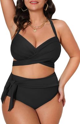 Strój kąpielowy CUPSHE dla kobiet plus size – bikini z wysokim stanem