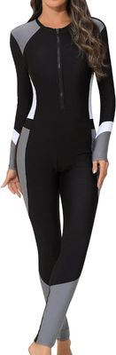 SEAUR Jednoczęściowy strój kąpielowy rash guard dla kobiet z zamkiem z przodu