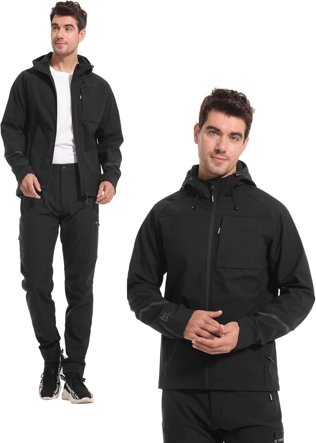 KUTOOK Męska Kurtka Softshell z Kapturem