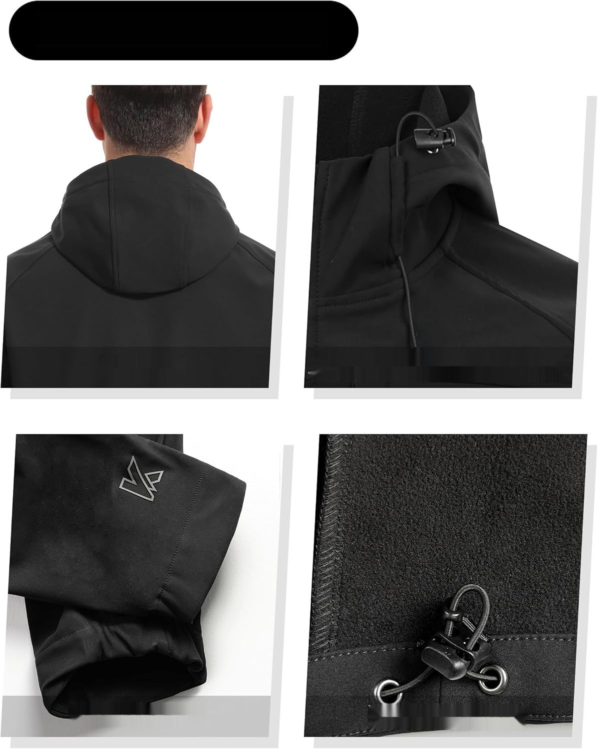 KUTOOK Męska Kurtka Softshell z Kapturem