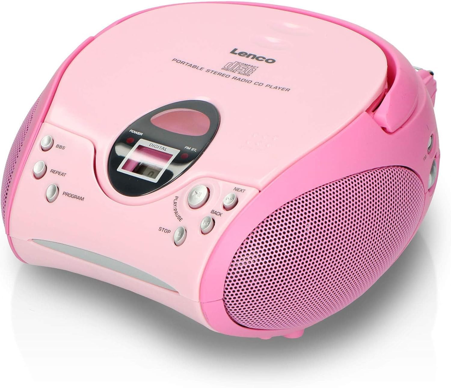 Lenco SCD-24 – dziecięcy radioodtwarzacz CD stereo boombox, różowy