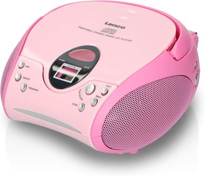 Lenco SCD-24 – dziecięcy radioodtwarzacz CD stereo boombox, różowy