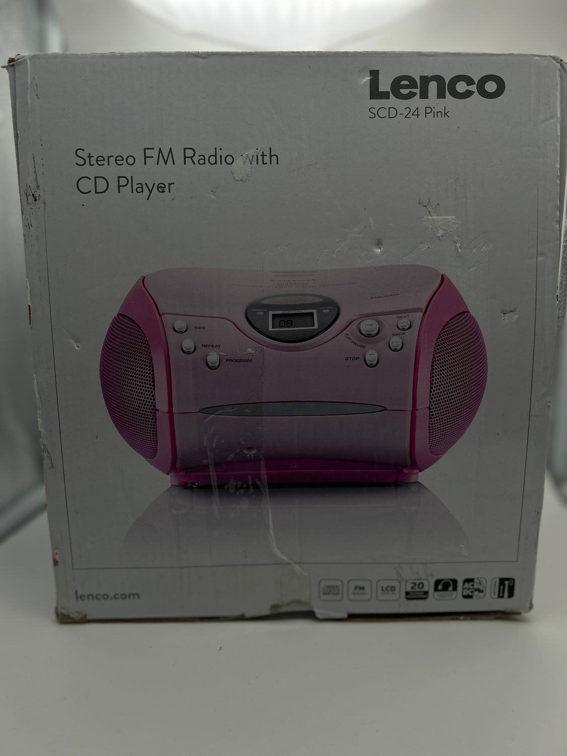Lenco SCD-24 – dziecięcy radioodtwarzacz CD stereo boombox, różowy