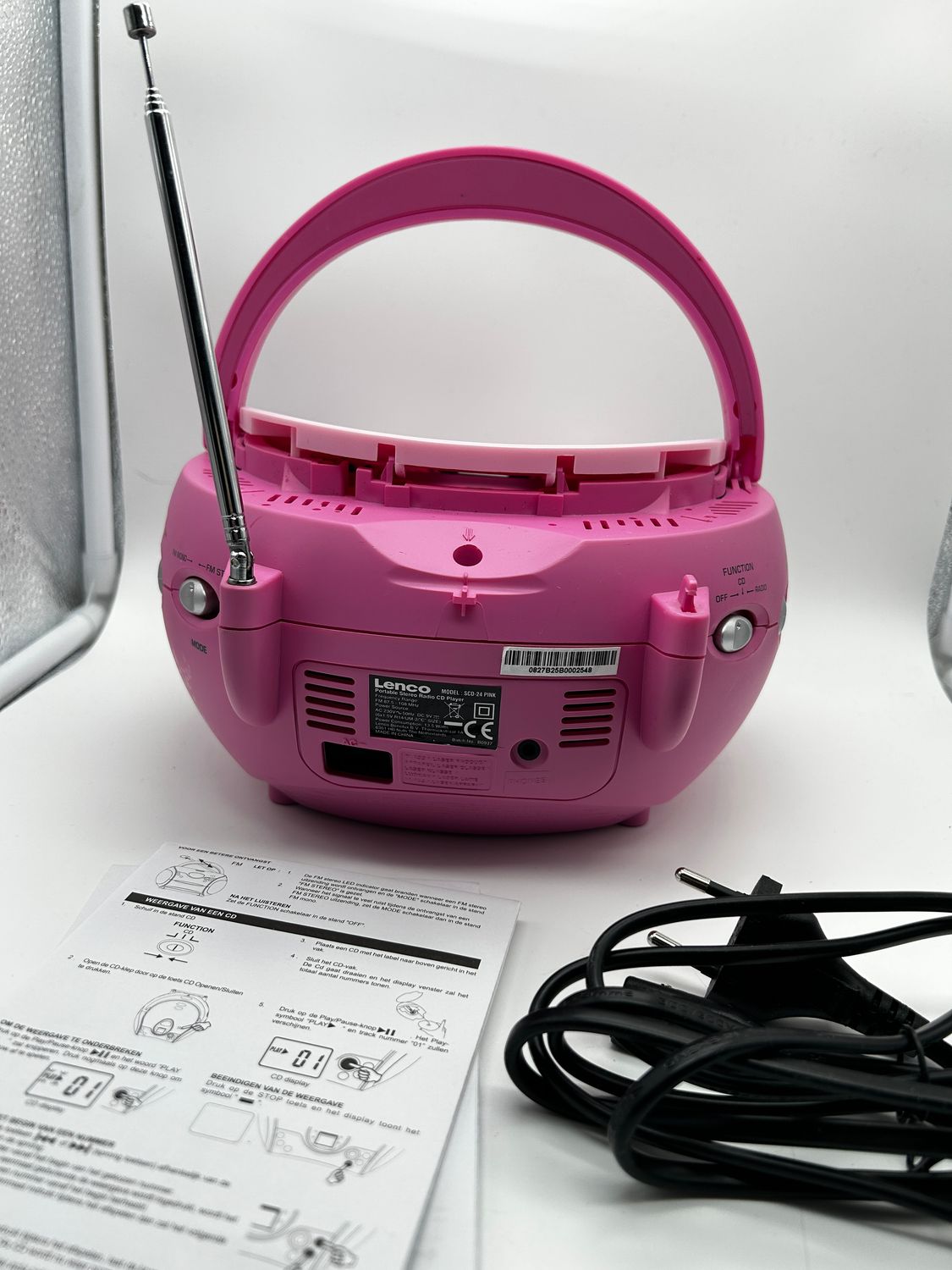 Lenco SCD-24 – dziecięcy radioodtwarzacz CD stereo boombox, różowy