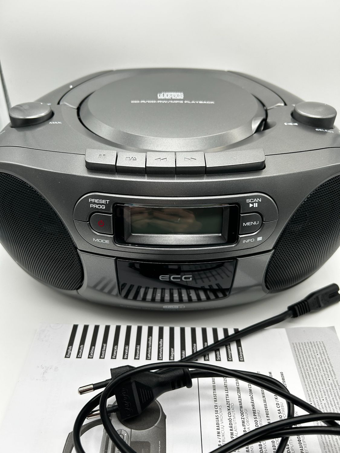 ECG CDR 999 DAB+ / radio FM z odtwarzaczem CD/kasetowym, srebrny