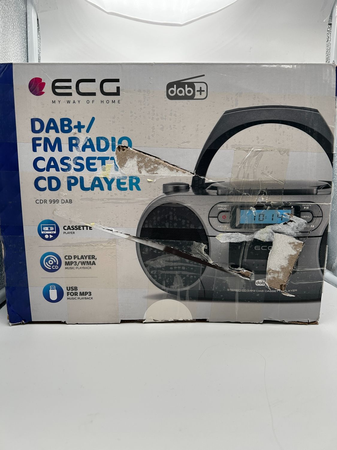ECG CDR 999 DAB+ / radio FM z odtwarzaczem CD/kasetowym, srebrny