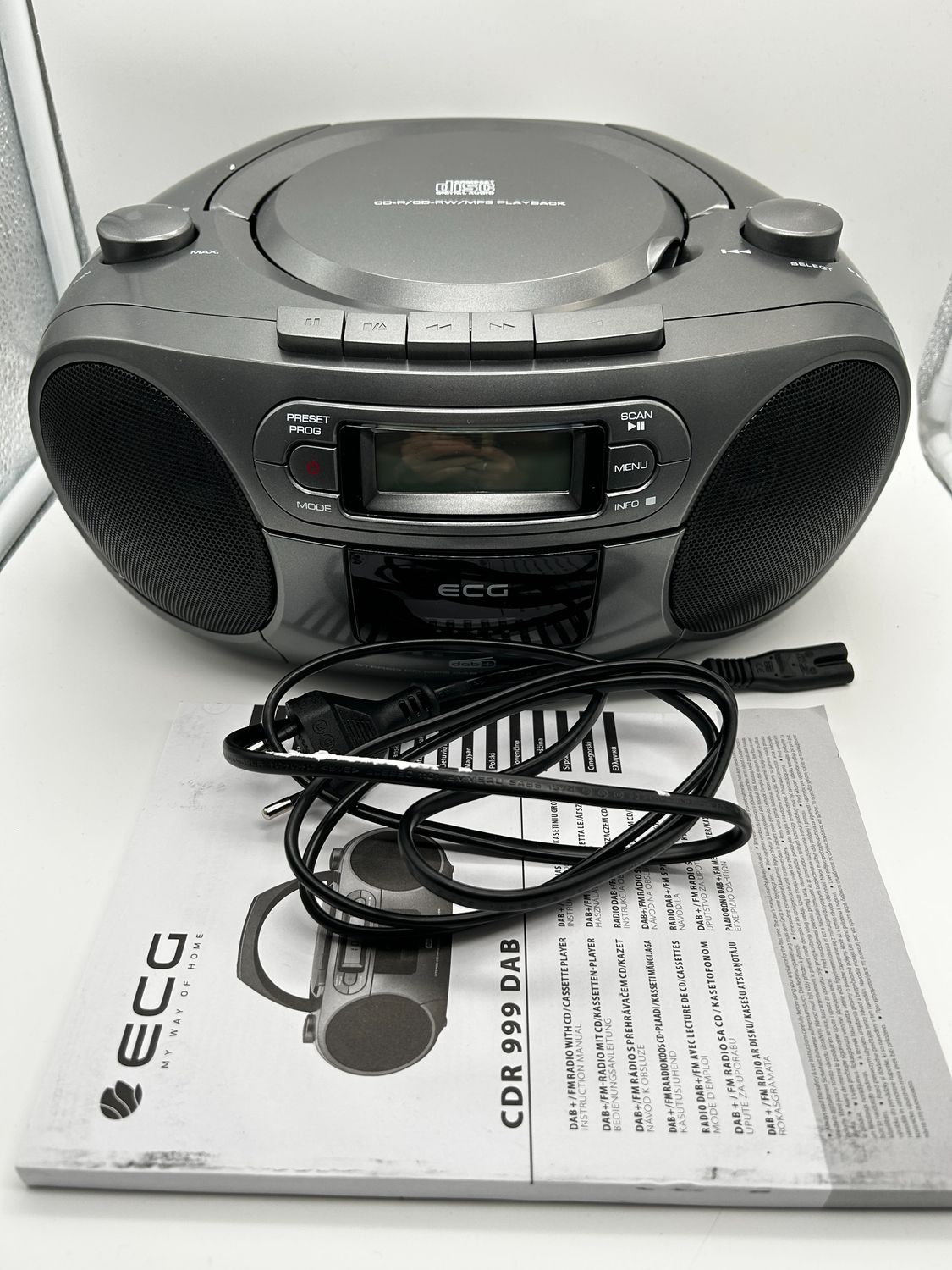 ECG CDR 999 DAB+ / radio FM z odtwarzaczem CD/kasetowym, srebrny