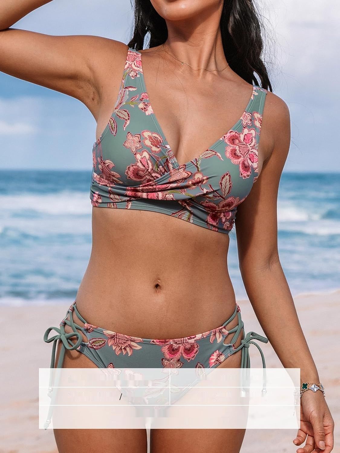 CUPSHE damski bikini dwuczęściowy w kwiaty z wiązaniem