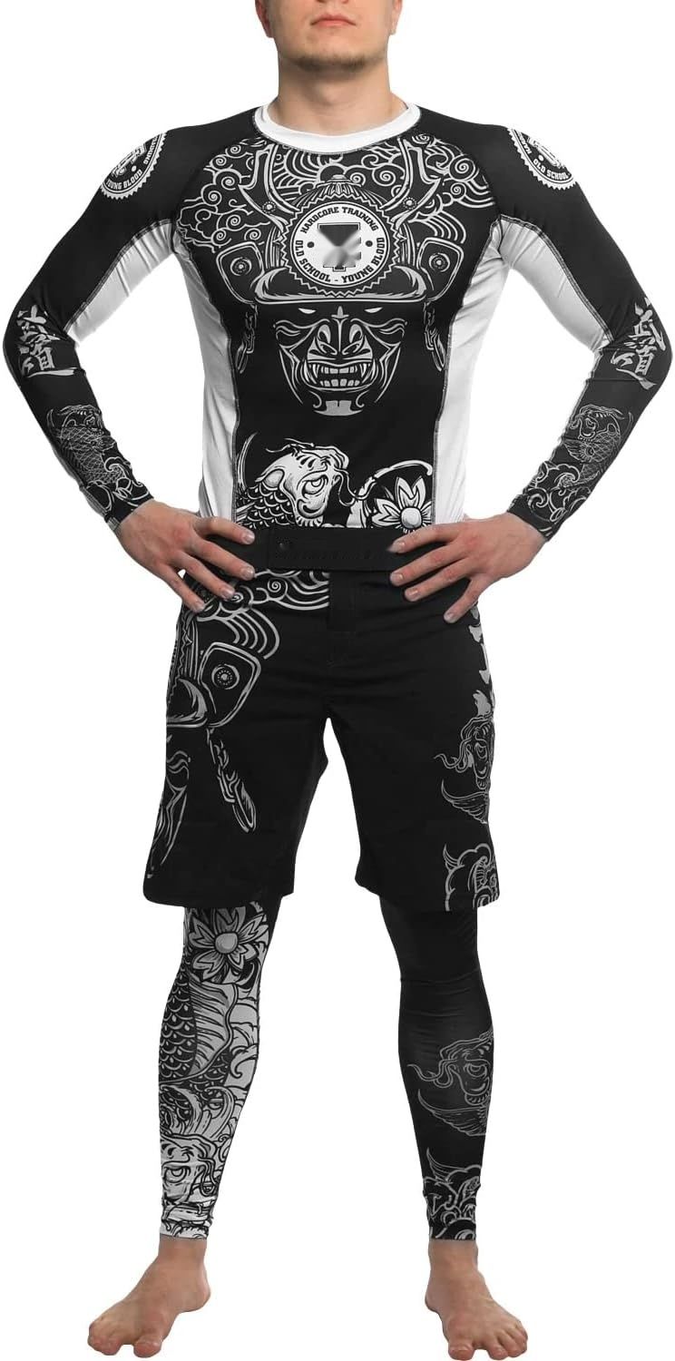 Hardcore Training męskie spodnie kompresyjne legginsy sportowe do grap