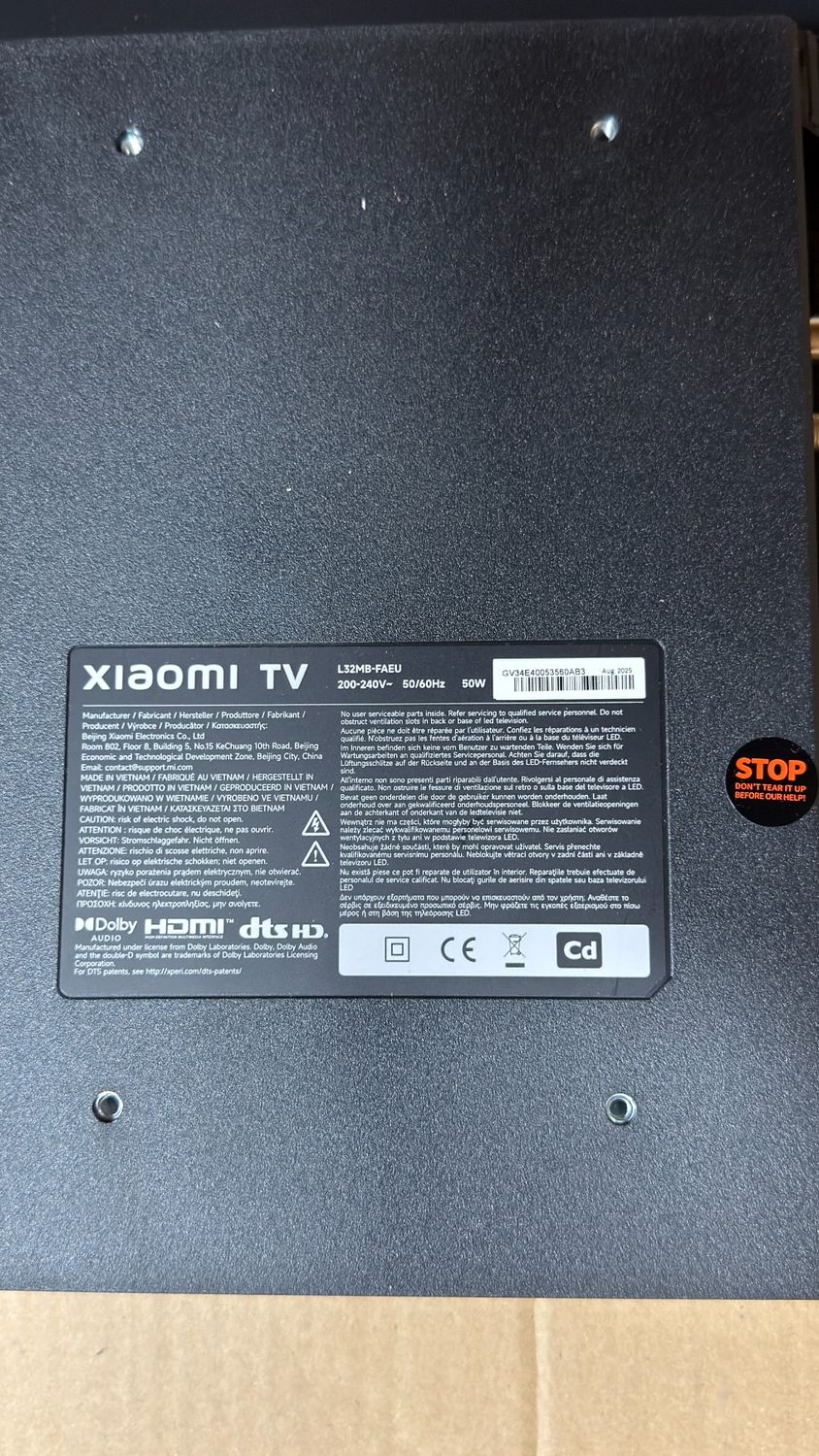 XIAOMI 32-calowy telewizor F TV HD Smart TV Alexa Dolby Audio