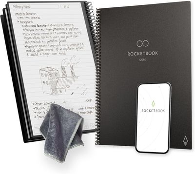 Rocketbook Core – wielokrotnego użytku notes spiralny Letter 21 × 29,7 cm, czarny