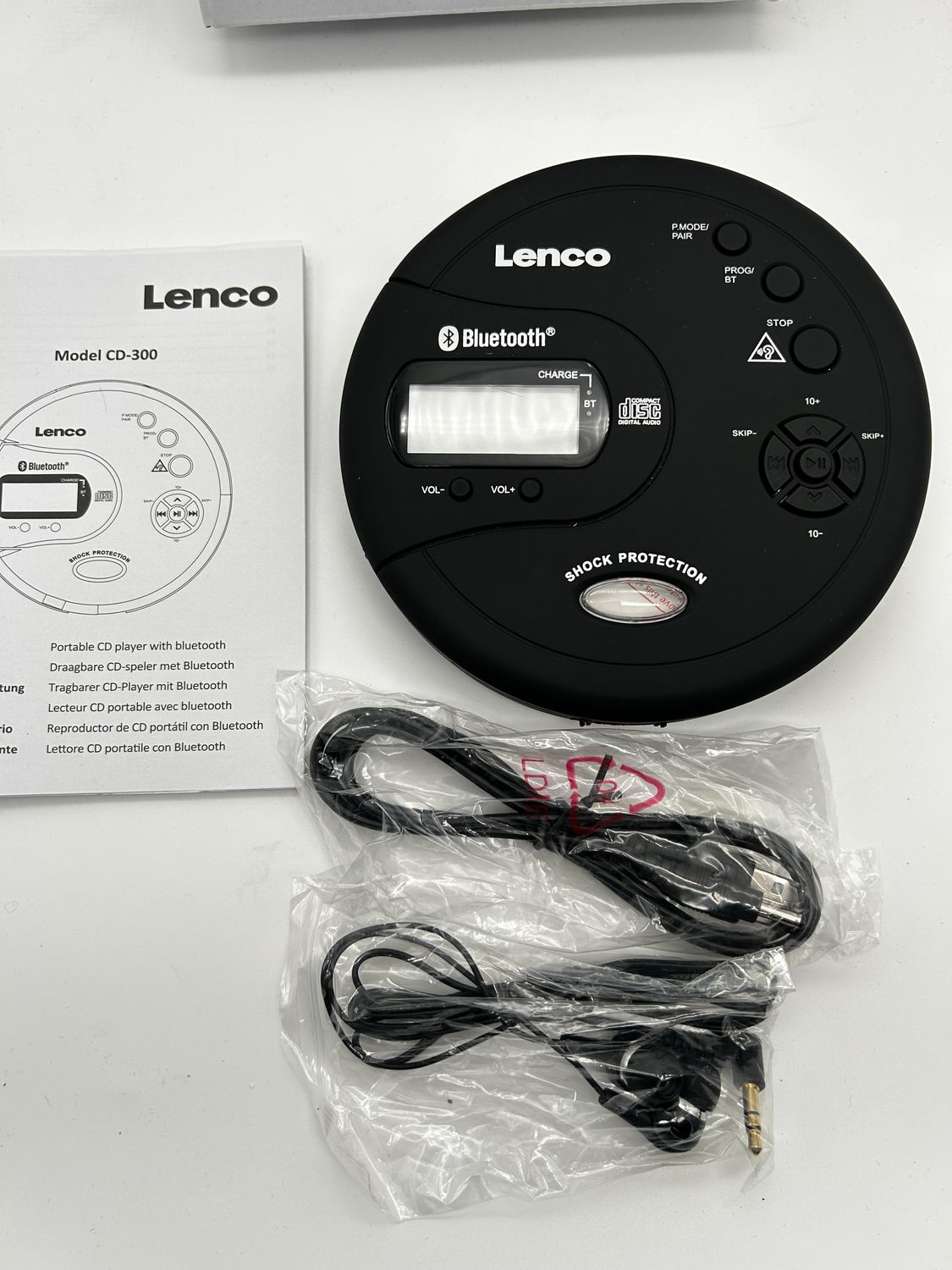 Lenco CD-300 – przenośny odtwarzacz CD/MP3 z Bluetooth, czarny