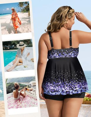 Hanna Nikole Tankini dla kobiet plus size z szortami