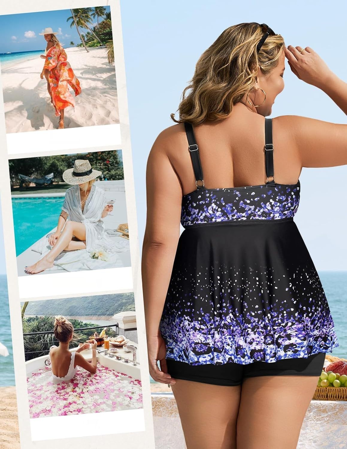Hanna Nikole Tankini dla kobiet plus size z szortami