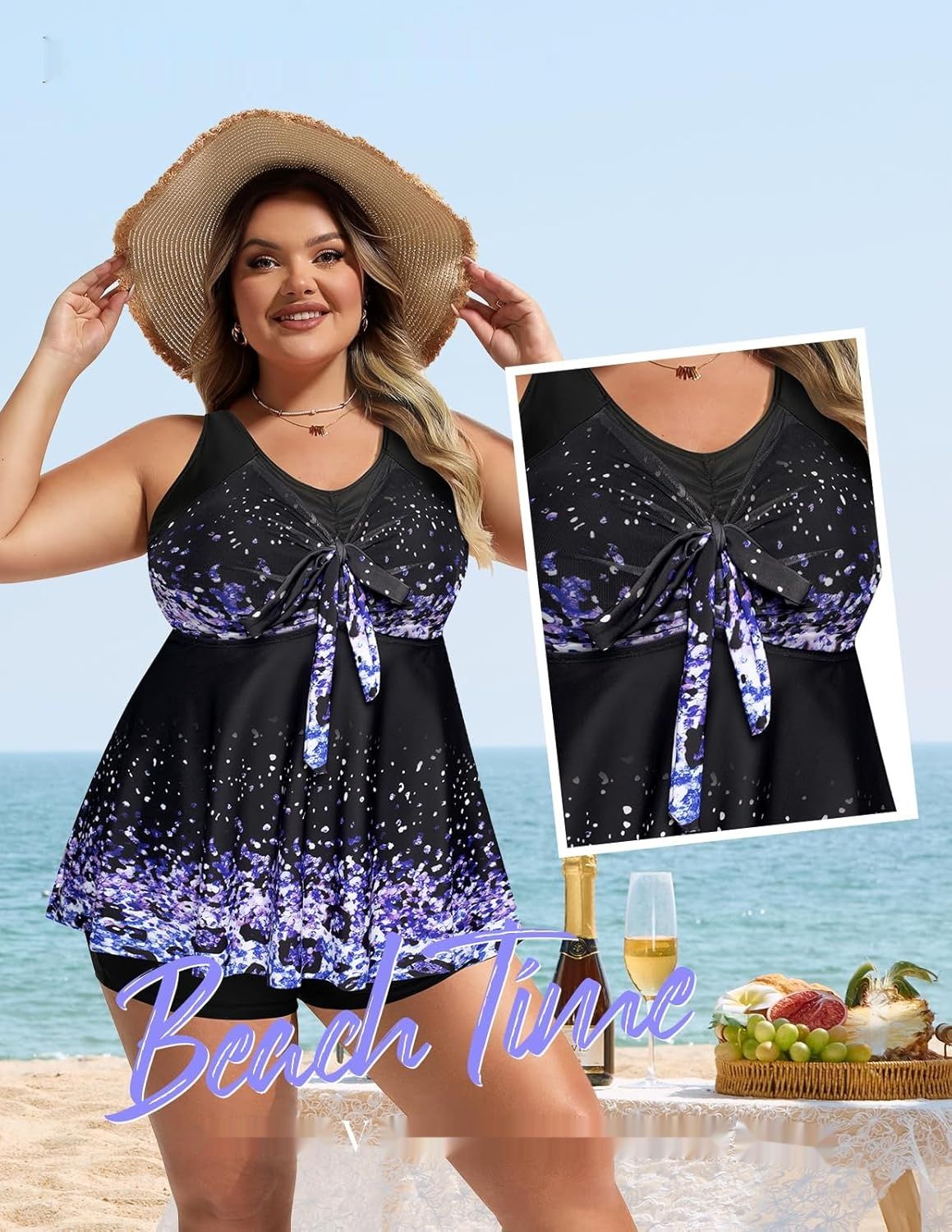 Hanna Nikole Tankini dla kobiet plus size z szortami