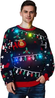 OFF THE RACK – Świąteczny sweter z LED, zabawny sweter bożonarodzeniowy unisex