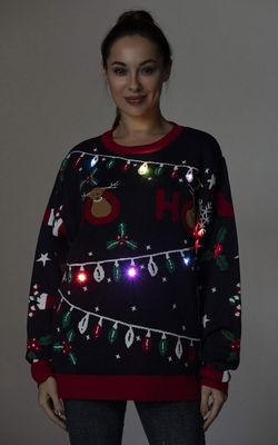 OFF THE RACK – Świąteczny sweter z LED, zabawny sweter bożonarodzeniowy unisex