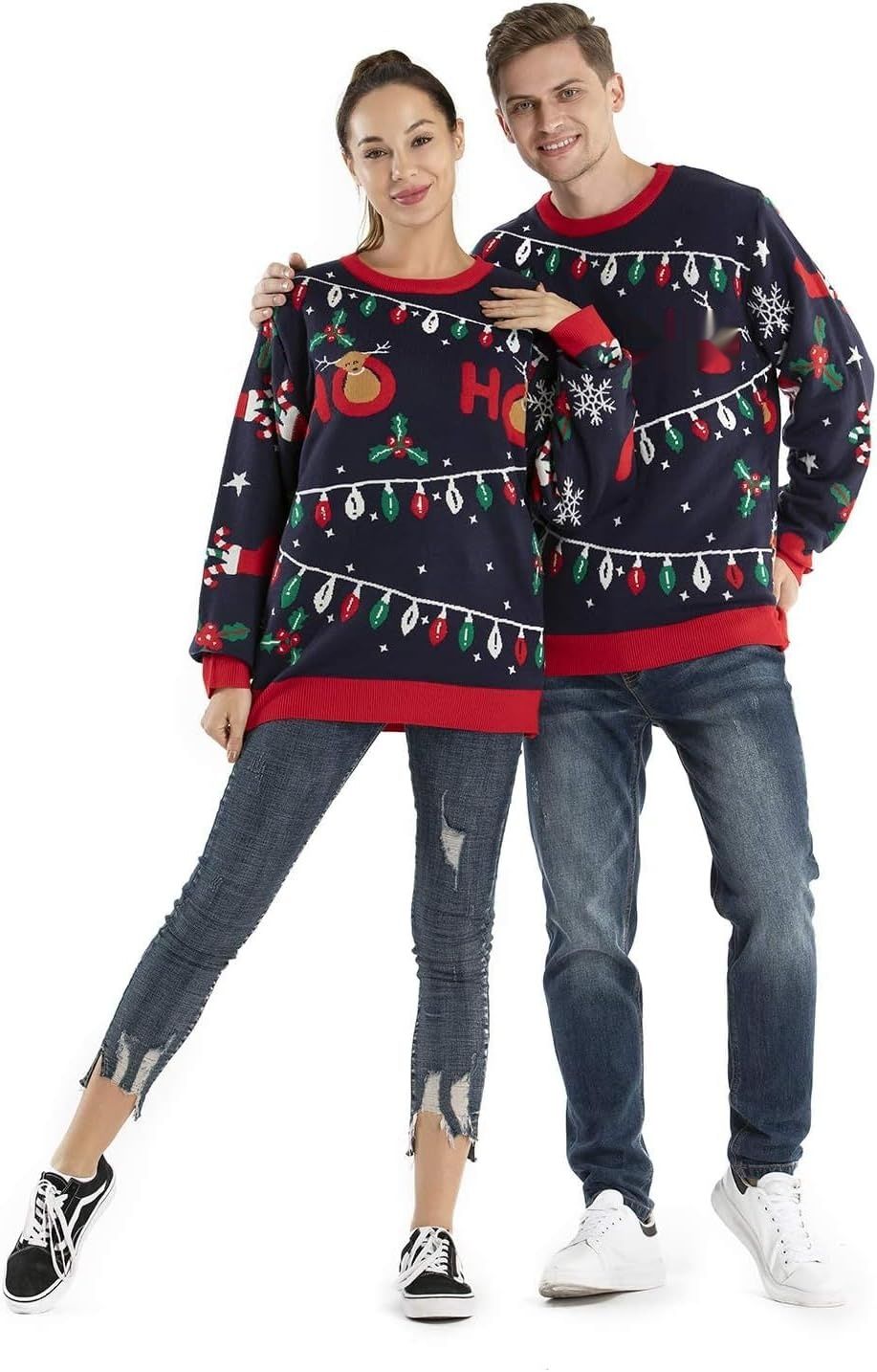 OFF THE RACK – Świąteczny sweter z LED, zabawny sweter bożonarodzeniowy unisex