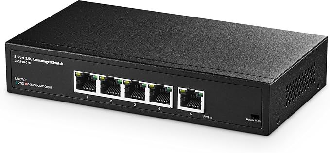 Binardat 5-portowy przełącznik 2,5G RJ45, metalowy, niezarządzany z obsługą VLAN