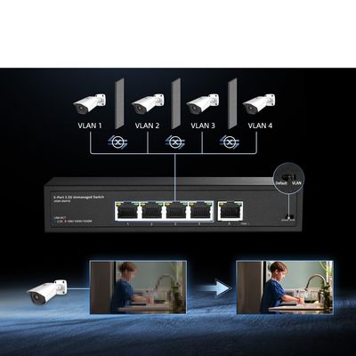 Binardat 5-portowy przełącznik 2,5G RJ45, metalowy, niezarządzany z obsługą VLAN