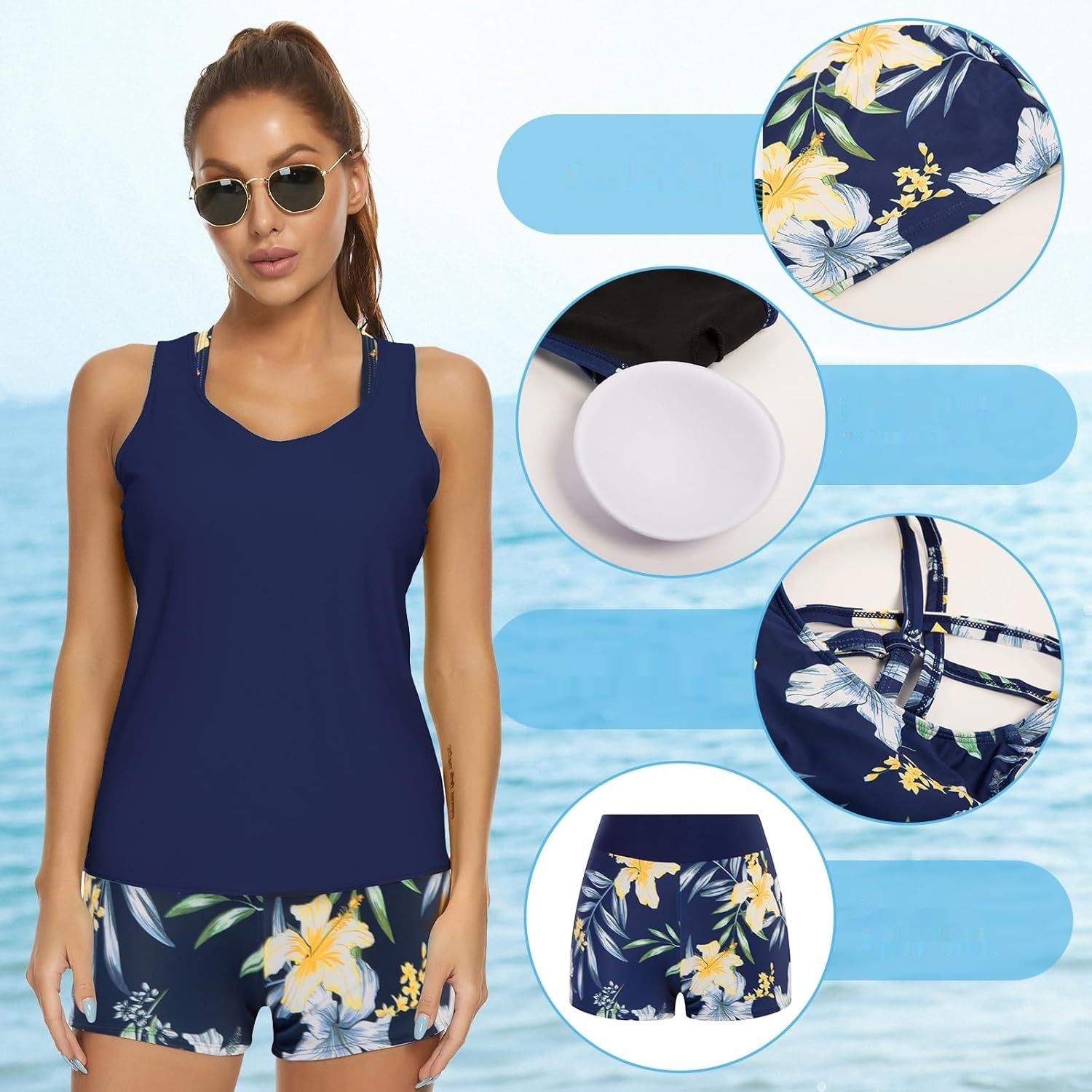 JASAMBAC Tankini 3-częściowy – kostium kąpielowy damski